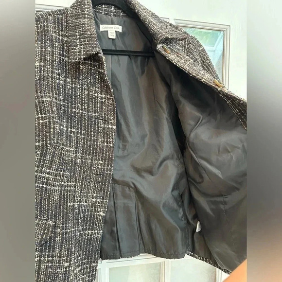 COLDWATER CREEK Wool Short Sleeve Blazer Jacket Brown Blue Tweed Plus Size 18W - Picture 7 of 15